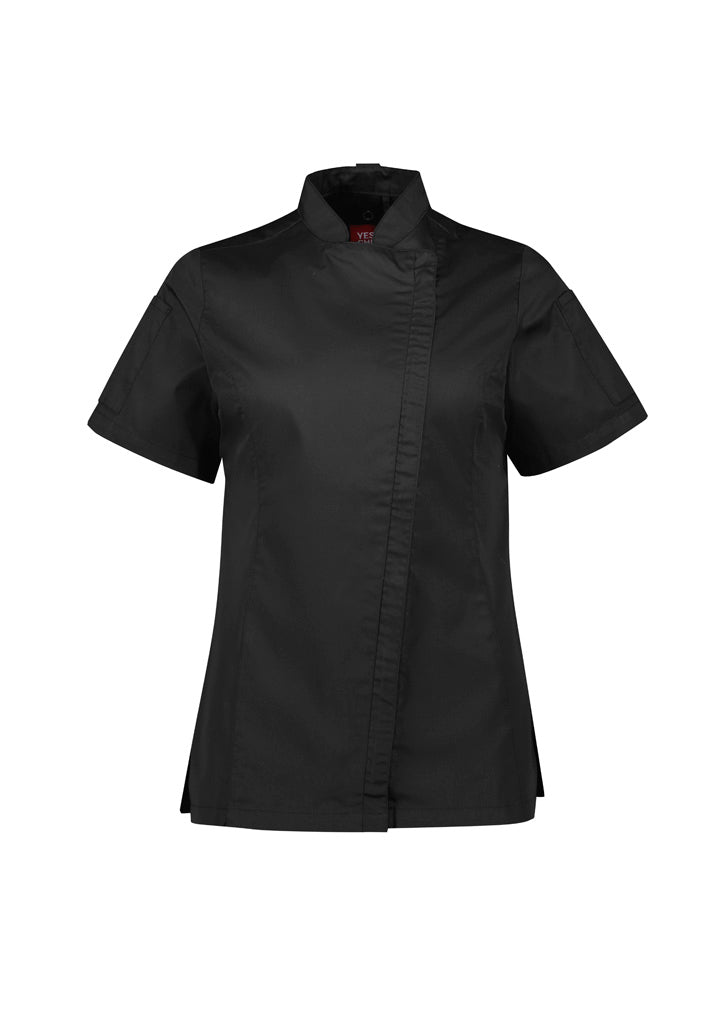 Biz Collection Womens Alfresco Short Sleeve Chef Jacket - White