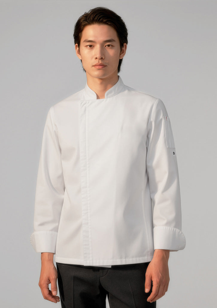 Biz Collection Mens Alfresco Long Sleeve Chef Jacket - White
