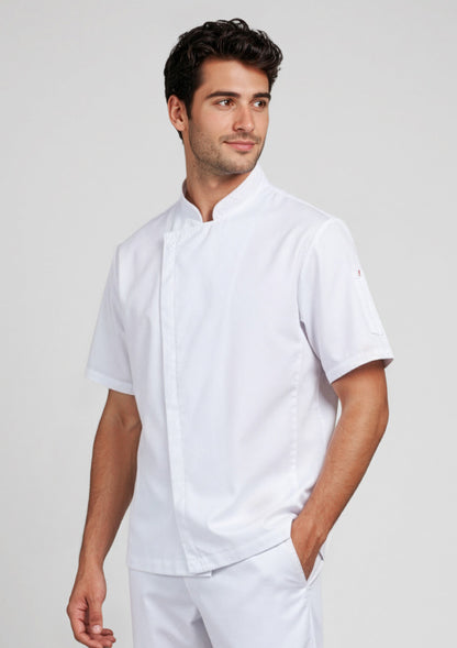 Biz Collection Mens Alfresco Short Sleeve Chef Jacket - White