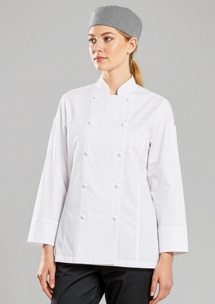 Biz Collection Womens Gusto Long Sleeve Chef Jacket - White