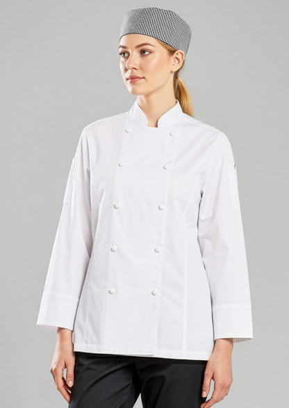 Biz Collection Womens Gusto Long Sleeve Chef Jacket - White