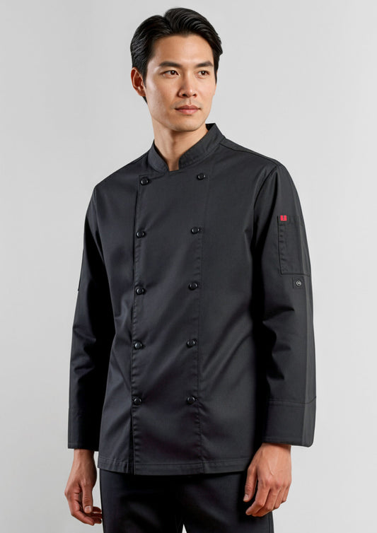 Biz Collection Mens Gusto Long Sleeve Chef Jacket - Black