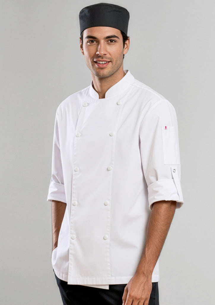 Biz Collection Mens Gusto Long Sleeve Chef Jacket - White