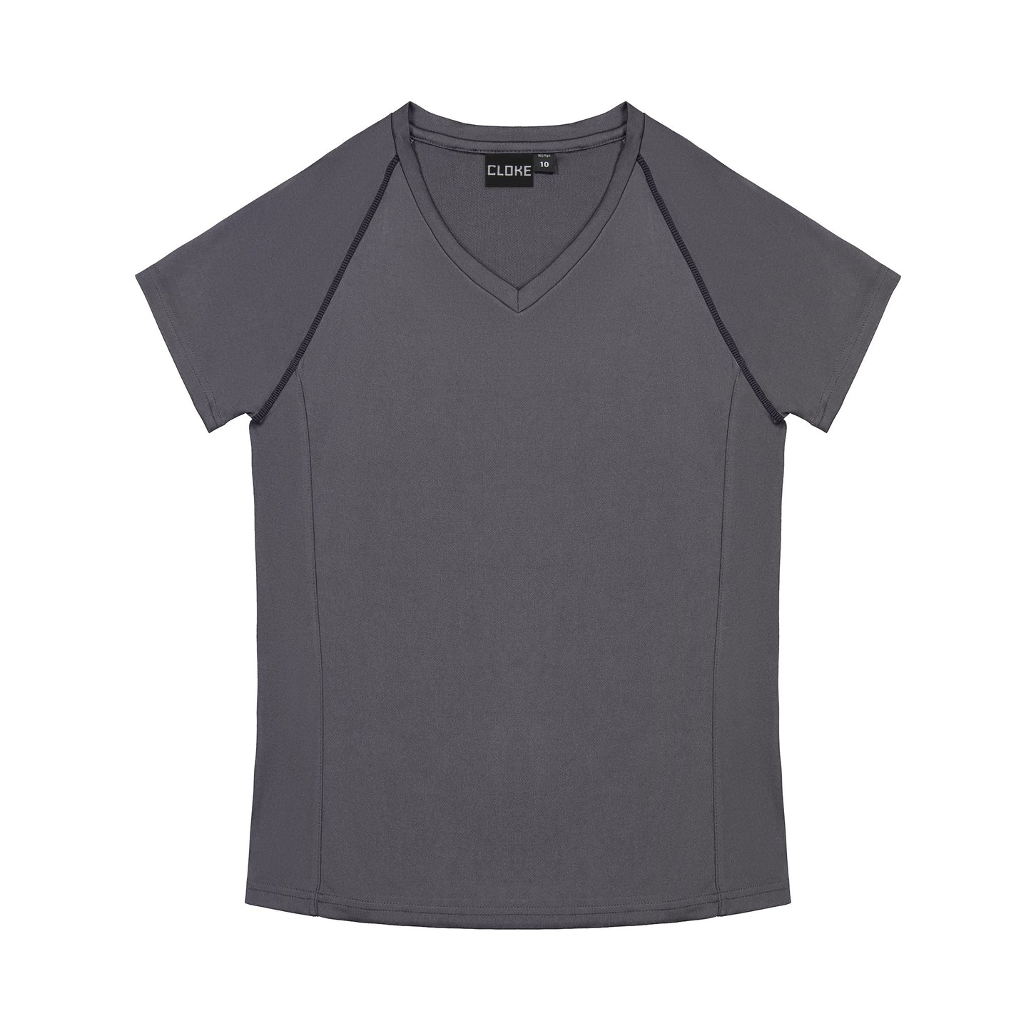 Gray t-shirt with short sleeves on a white background