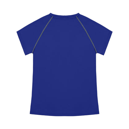 Blue t-shirt with dark gray sleeves on a white background