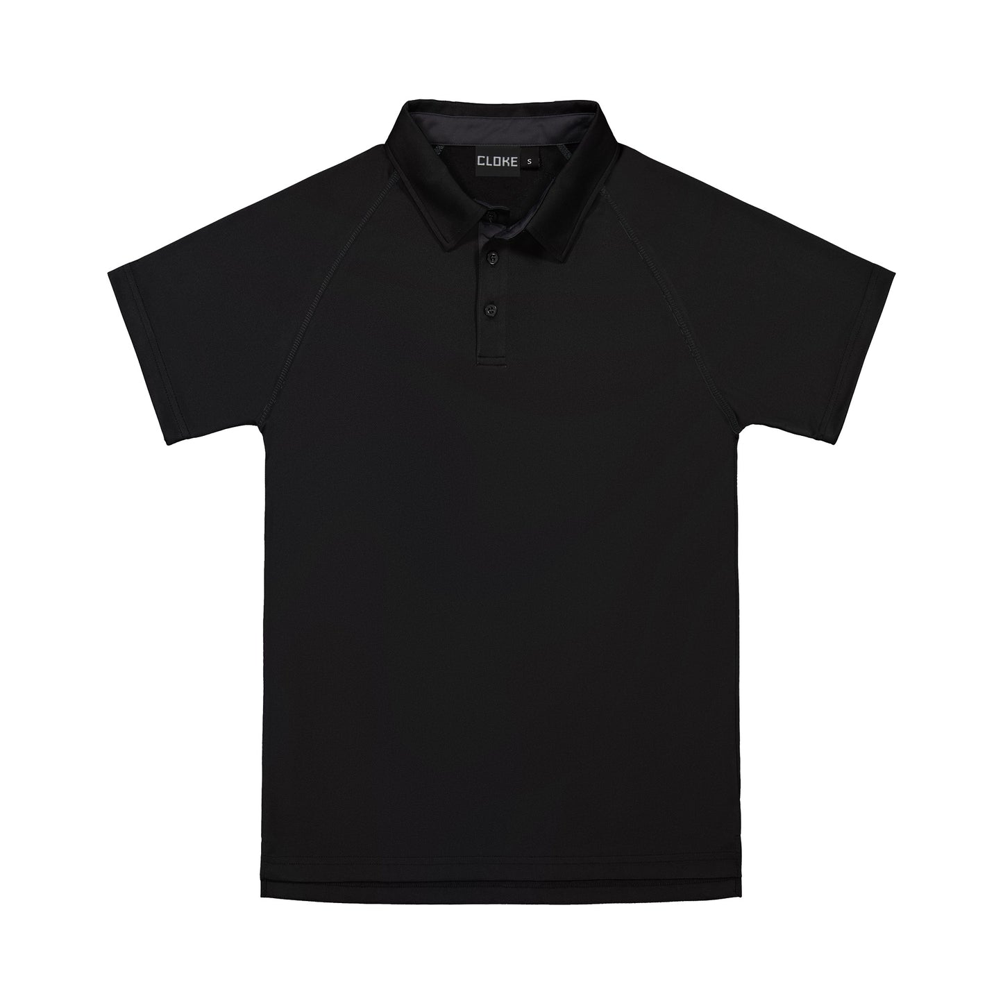 Black polo shirt on a white background