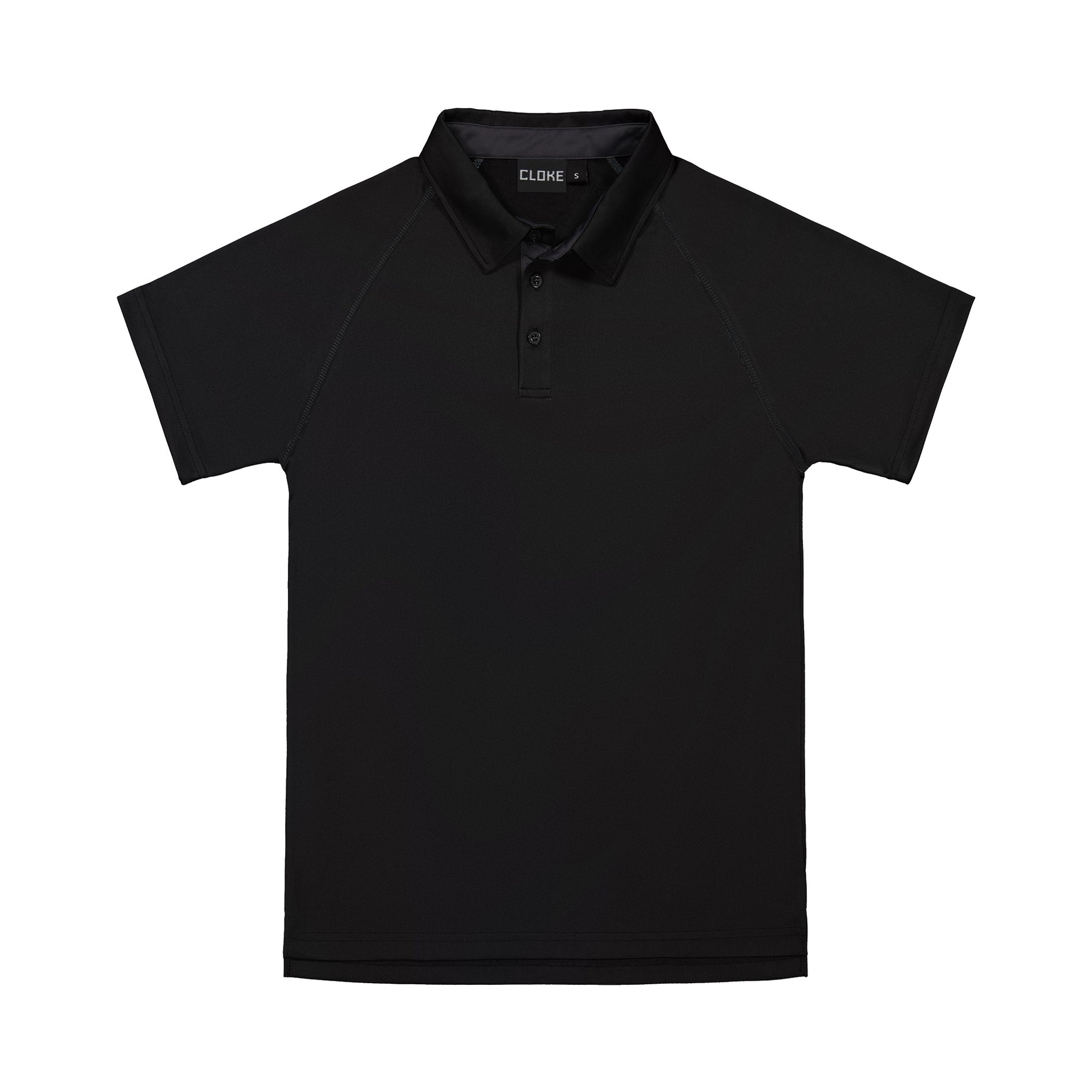 Black polo shirt on a white background