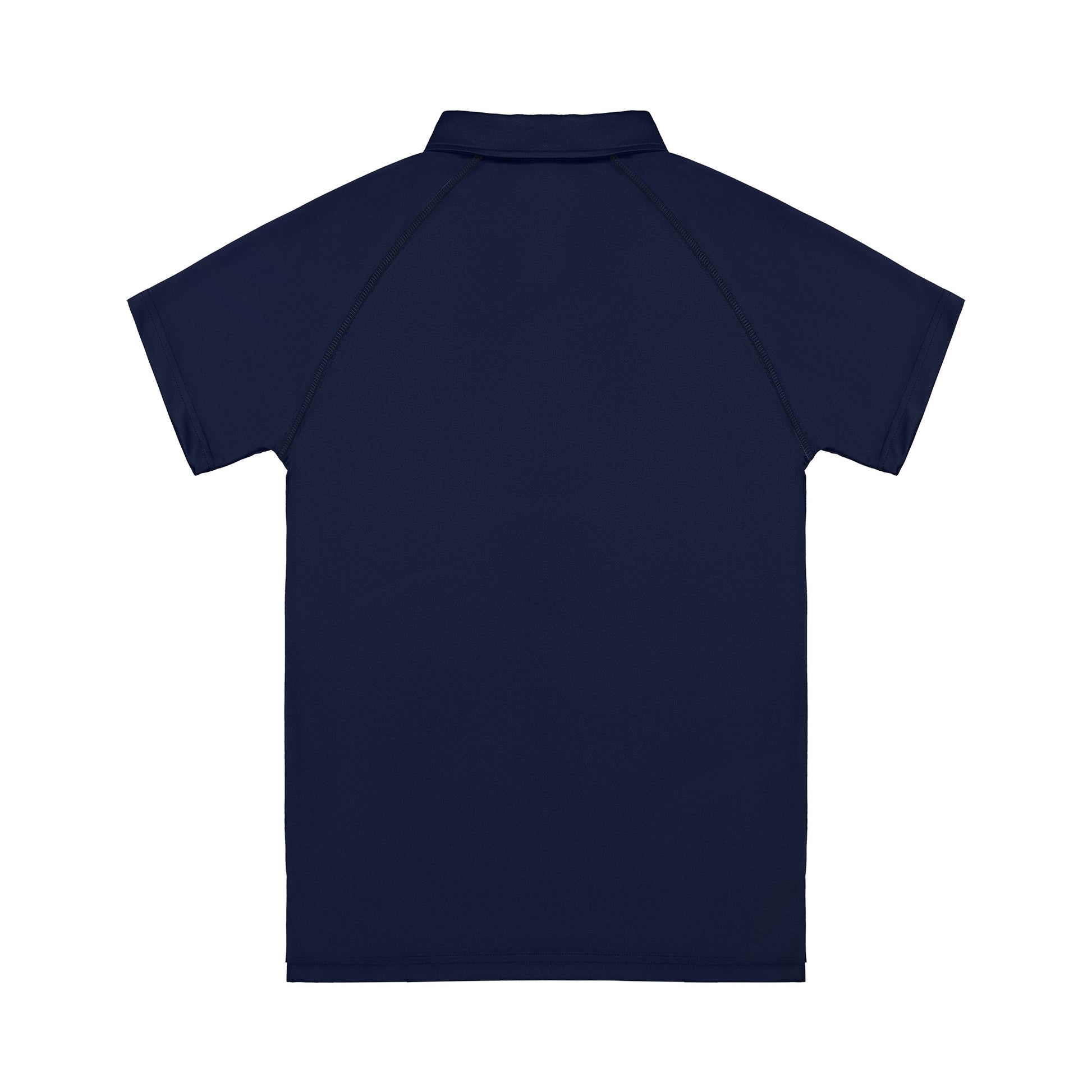 Navy blue polo shirt on a white background