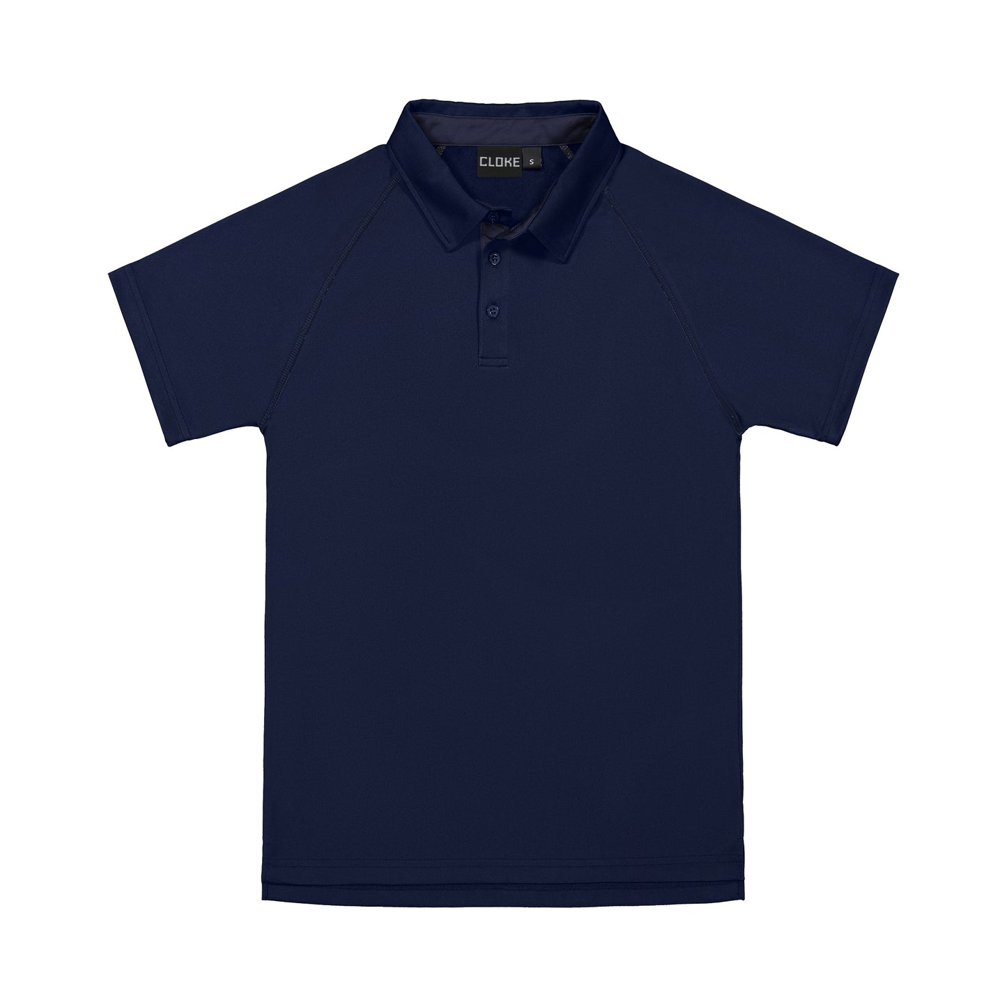 Navy blue polo shirt on a white background