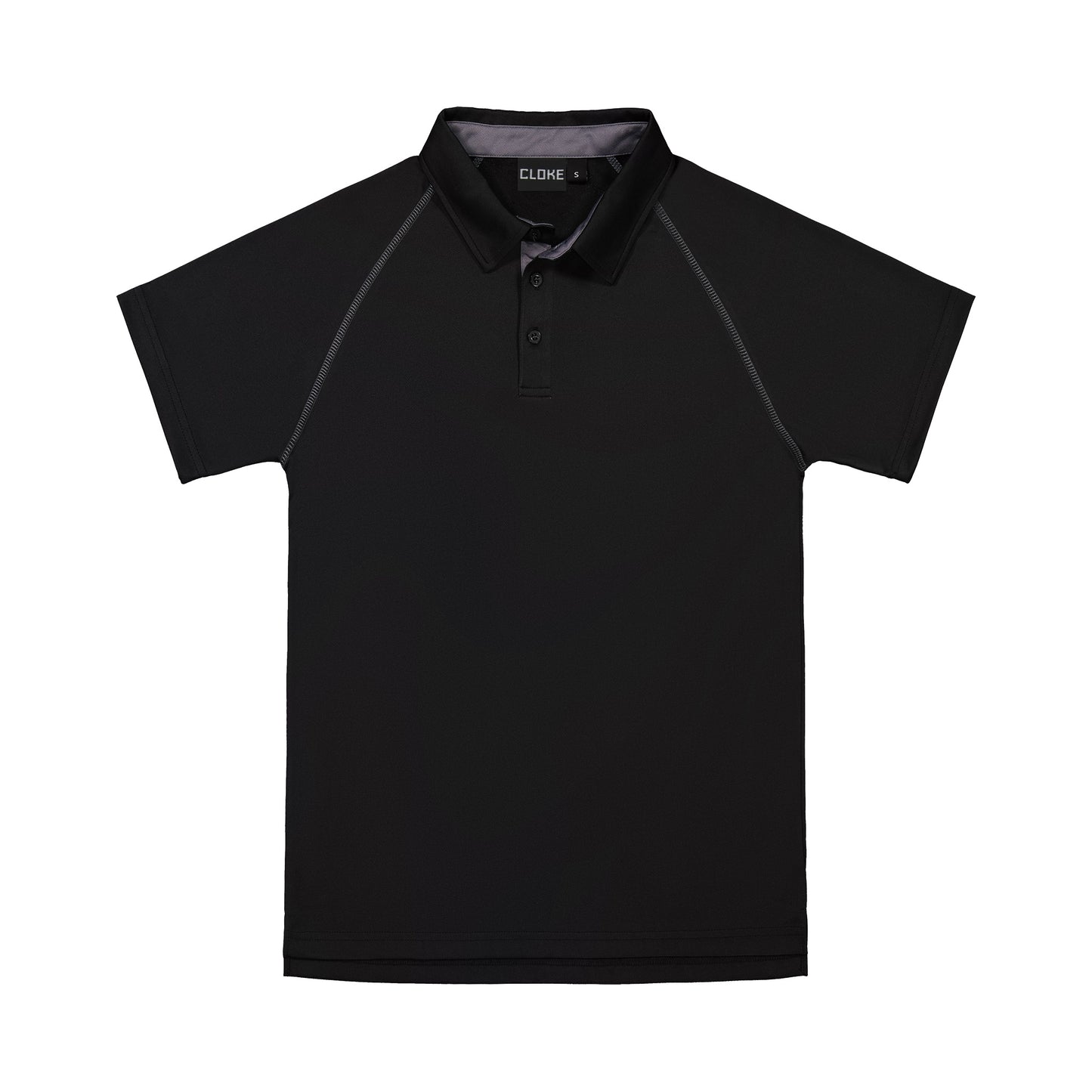 Black polo shirt on a white background