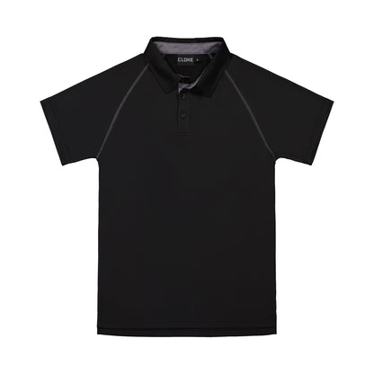 Black polo shirt on a white background