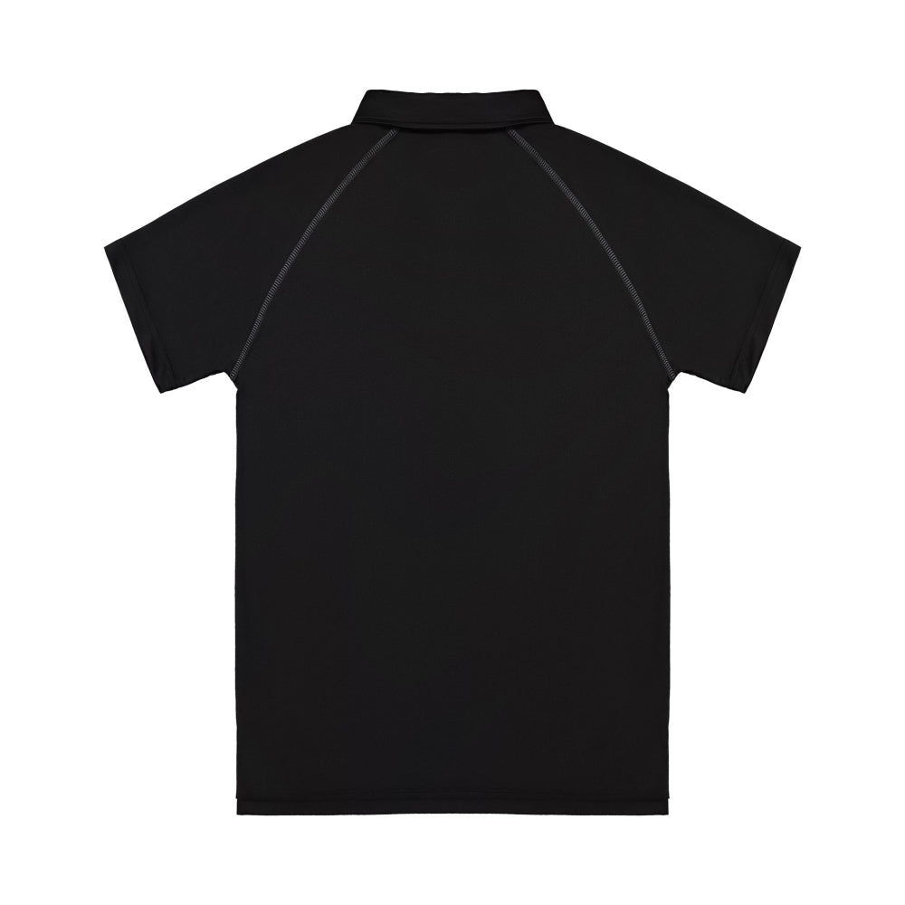 Black polo shirt on a white background
