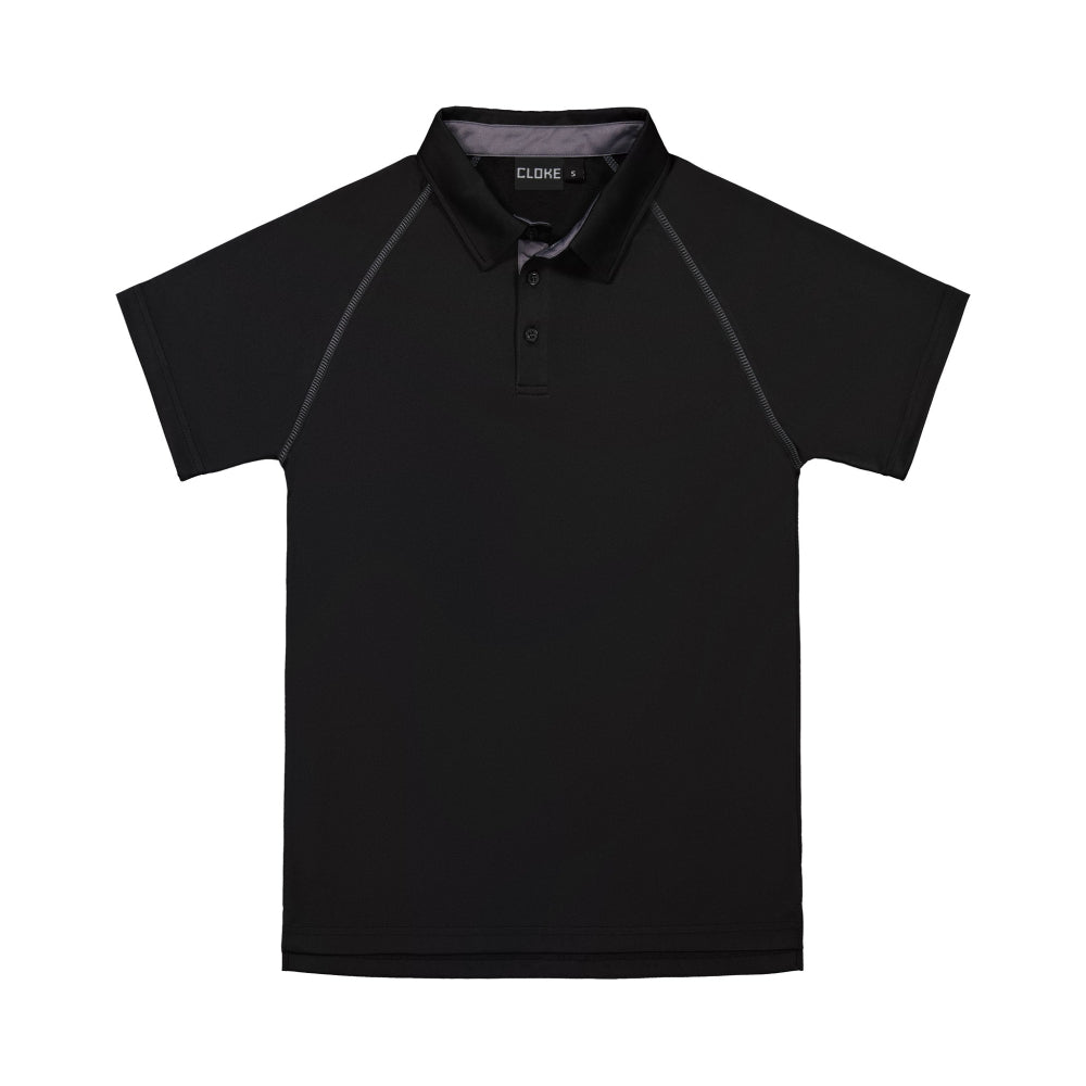 Black polo shirt on a white background