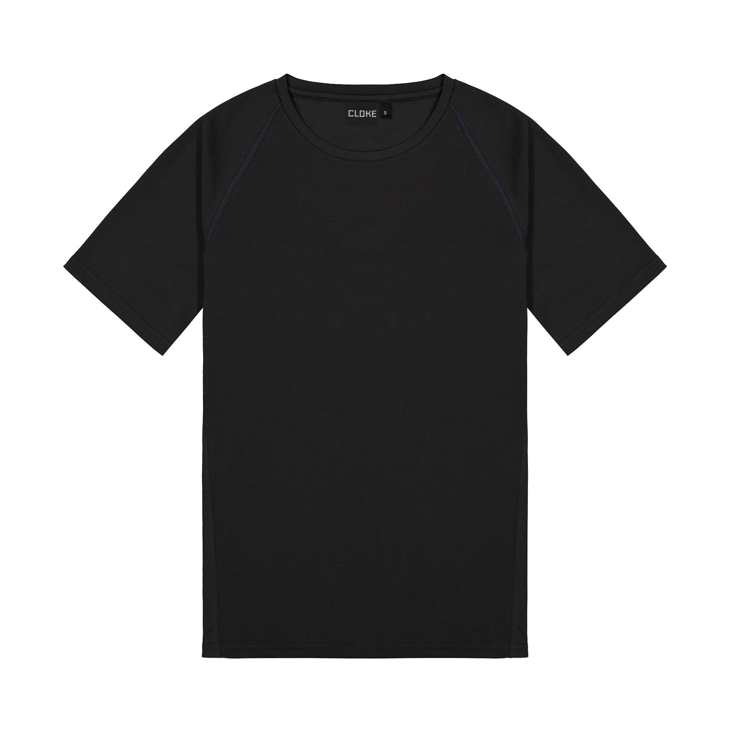 Black t-shirt on a white background