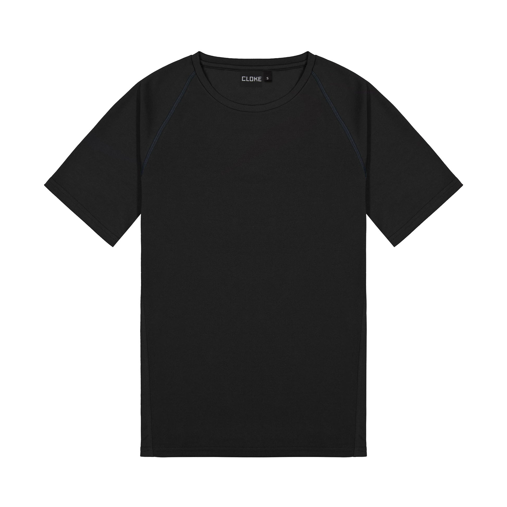 Black t-shirt on a white background