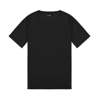 Black t-shirt on a white background