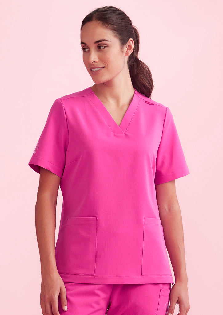 Womens Pink V-Neck Scrub Top CST245LS