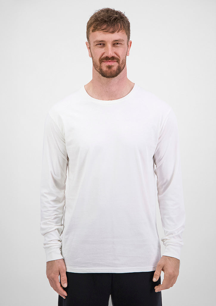 Good Mates Mens Basis Long Sleeve Tee - Ecru