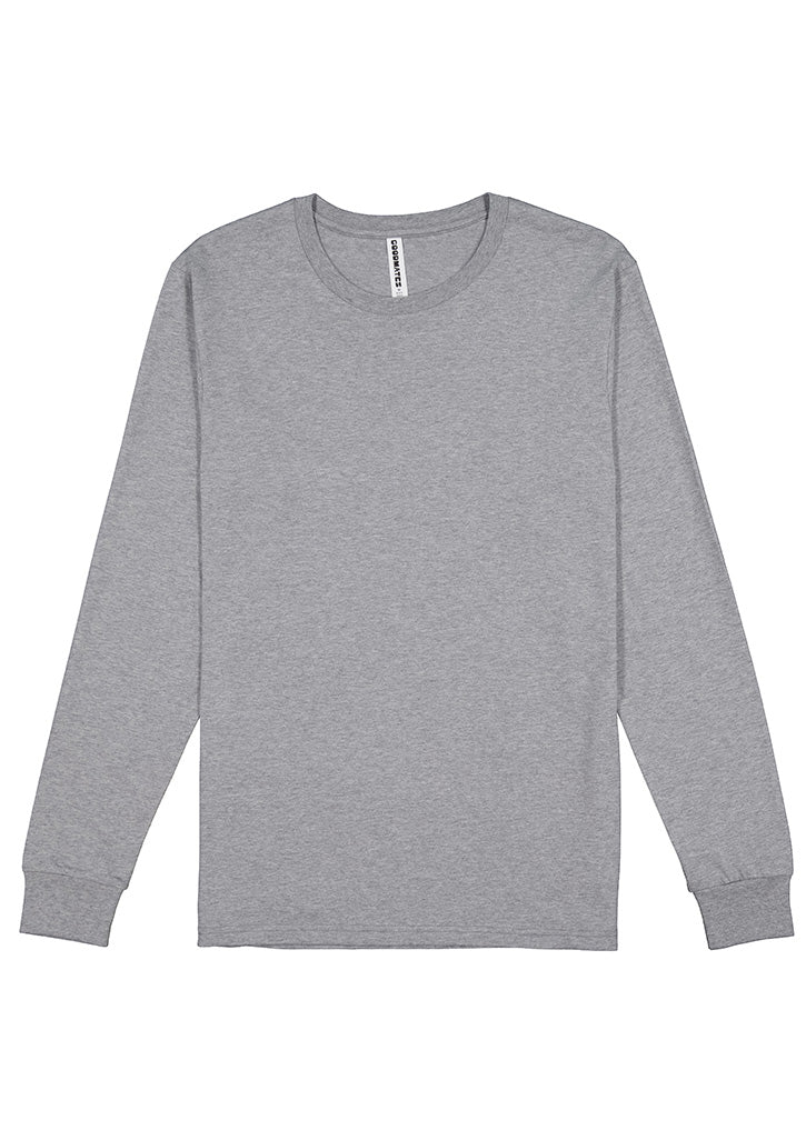 Good Mates Mens Basis Long Sleeve Tee - Grey Marle