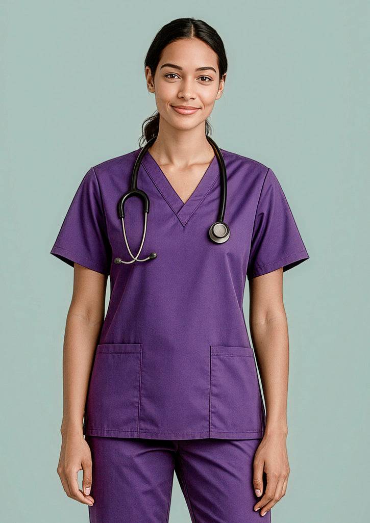 Biz Collection Womens Classic Scrub Top - Purple