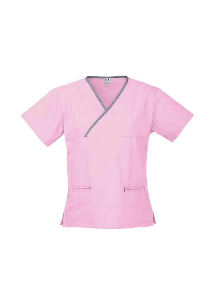 Biz Collection Womens Contrast Scrub Top - Royal/Lime