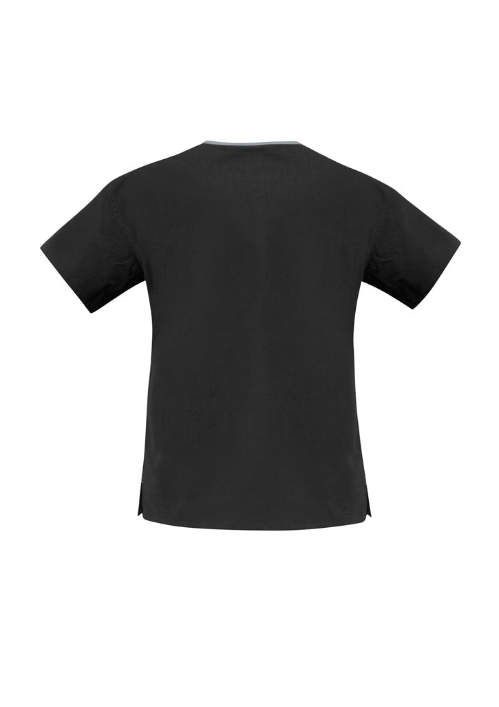 Biz Collection Womens Contrast Scrub Top - Black/Pewter