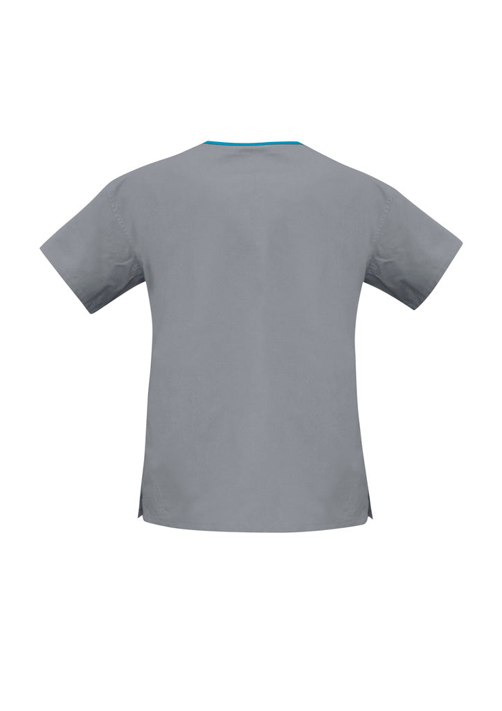 Biz Collection Womens Contrast Scrub Top - Pewter/Aqua
