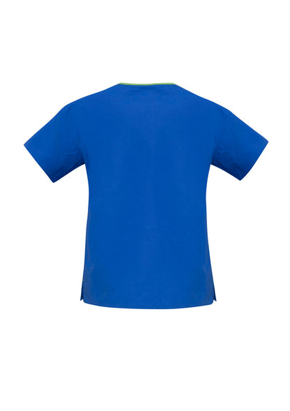 Biz Collection Womens Contrast Scrub Top - Royal/Lime