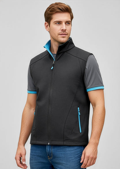 Biz Collection Mens Geneva Vest - Black/Cyan