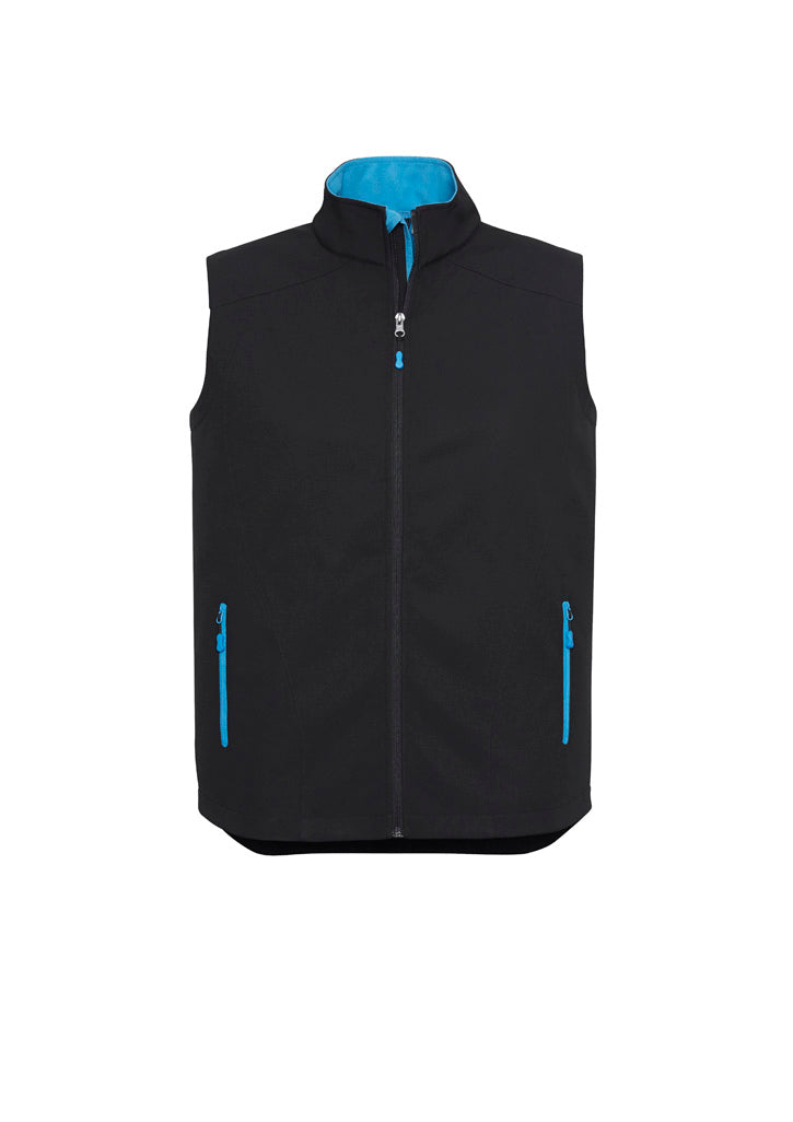 Biz Collection Mens Geneva Vest - Black/Cyan