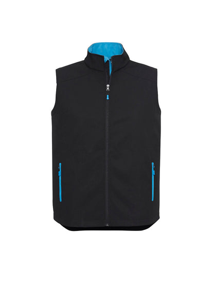 Biz Collection Mens Geneva Vest - Black/Cyan