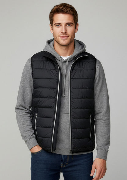 Biz Collection Mens Stealth Vest - Black/Silver