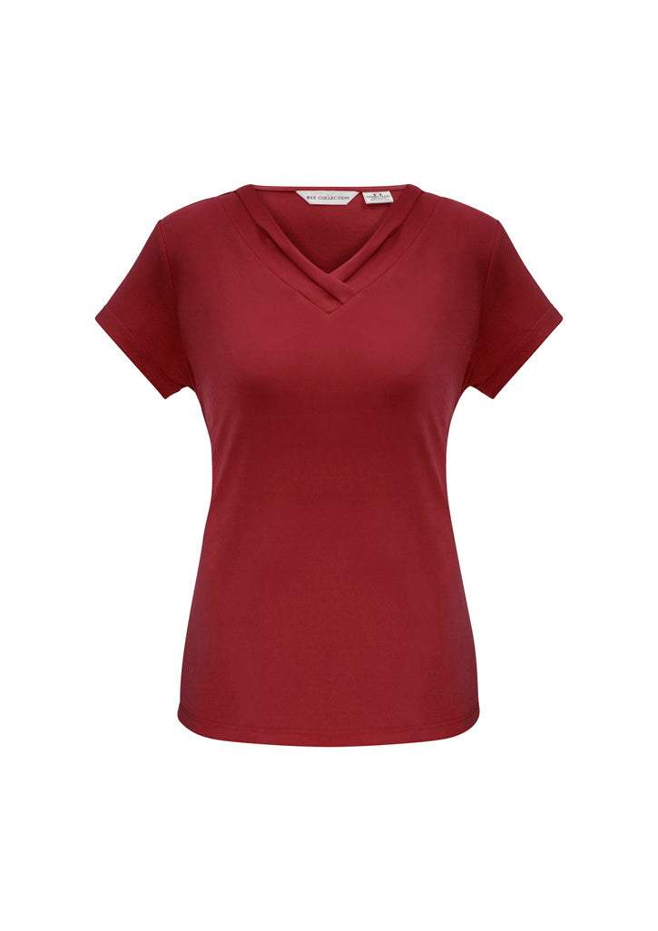 Biz Collection Womens Lana Short Sleeve Top - Cherry