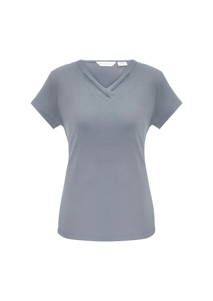 Biz Collection Womens Lana Short Sleeve Top - Silver
