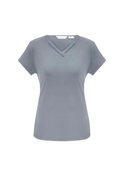 Biz Collection Womens Lana Short Sleeve Top - Silver