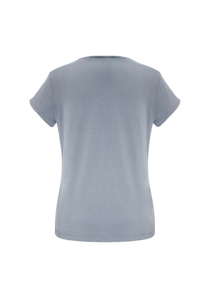 Biz Collection Womens Lana Short Sleeve Top - Silver