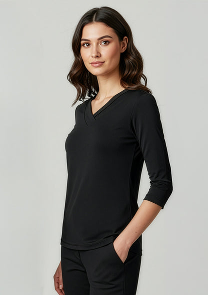 Biz Collection Womens Lana 3/4 Sleeve Top - Black