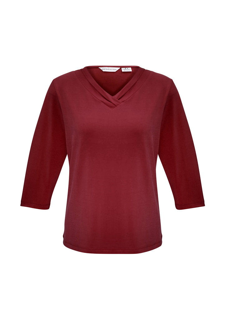 Biz Collection Womens Lana 3/4 Sleeve Top - Cherry