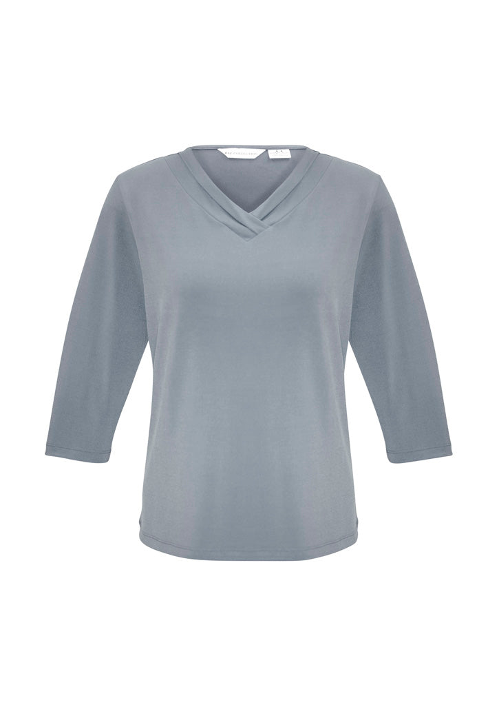 Biz Collection Womens Lana 3/4 Sleeve Top - Silver