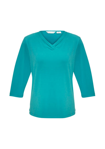 Biz Collection Womens Lana 3/4 Sleeve Top - Turquoise
