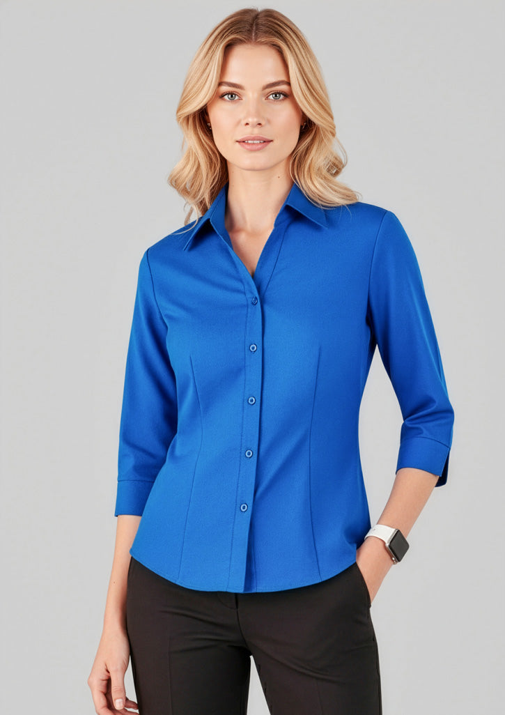 Biz Collection Womens Oasis 3/4 Sleeve Shirt - Electric Blue