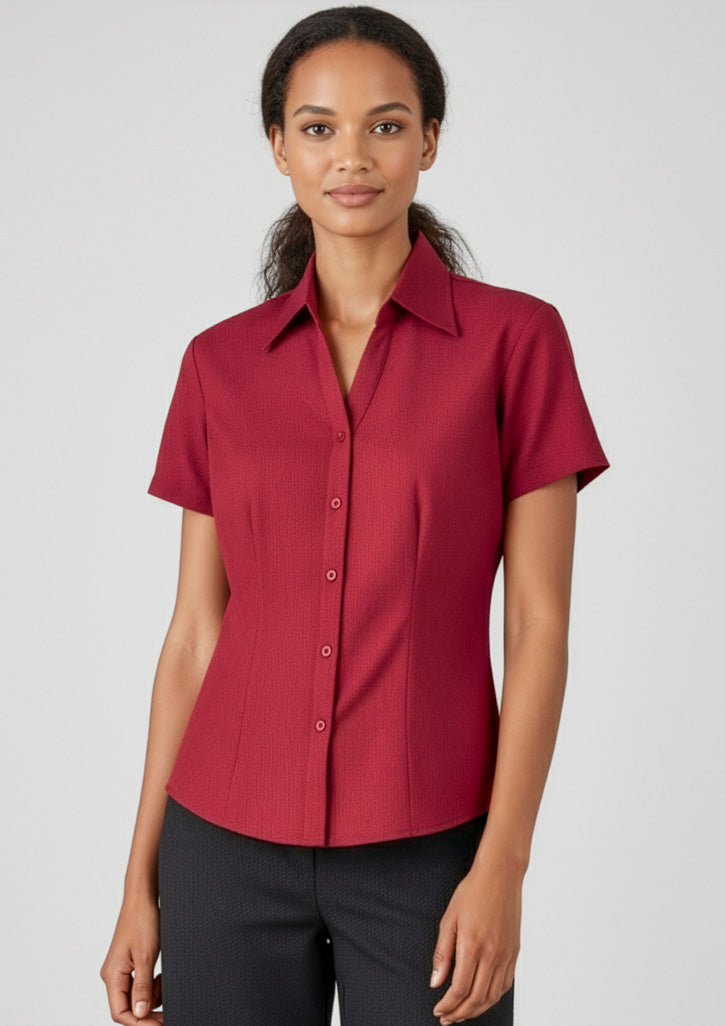 Biz Collection Womens Oasis Short Sleeve Shirt - Cherry
