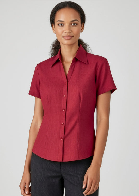 Biz Collection Womens Oasis Short Sleeve Shirt - Cherry