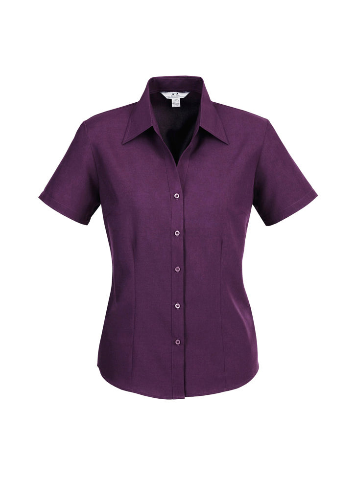 Biz Collection Womens Oasis Short Sleeve Shirt - Grape
