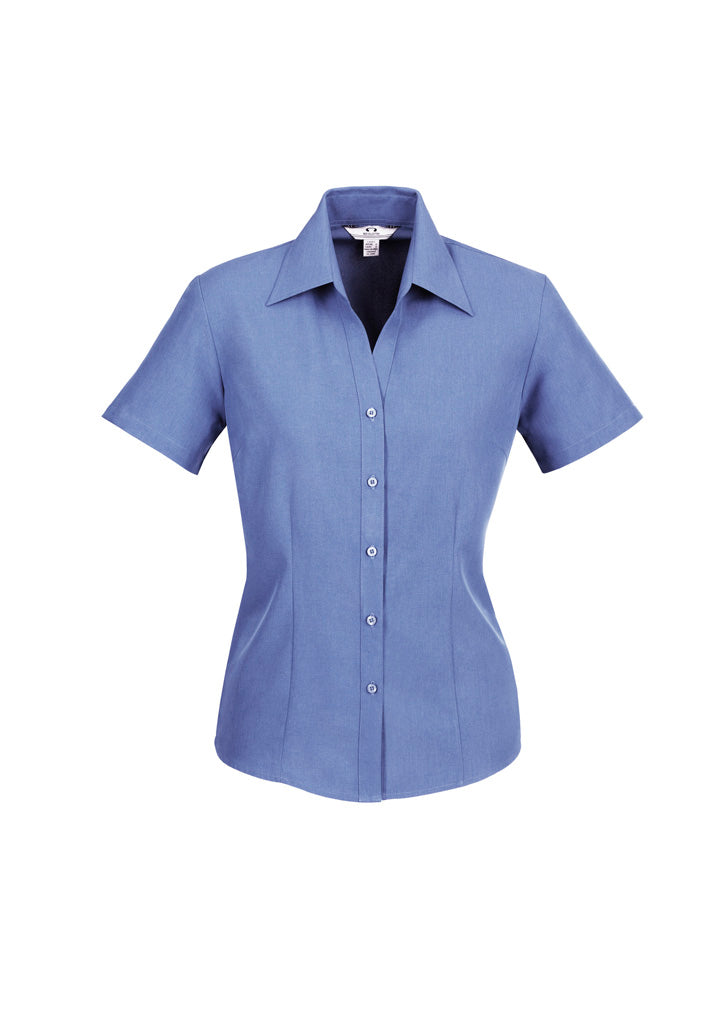 Biz Collection Womens Oasis Short Sleeve Shirt - Mid Blue