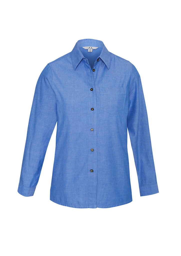 Biz Collection Womens Chambray Long Sleeve Shirt - Chambray Blue