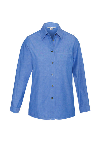 Biz Collection Womens Chambray Long Sleeve Shirt - Chambray Blue