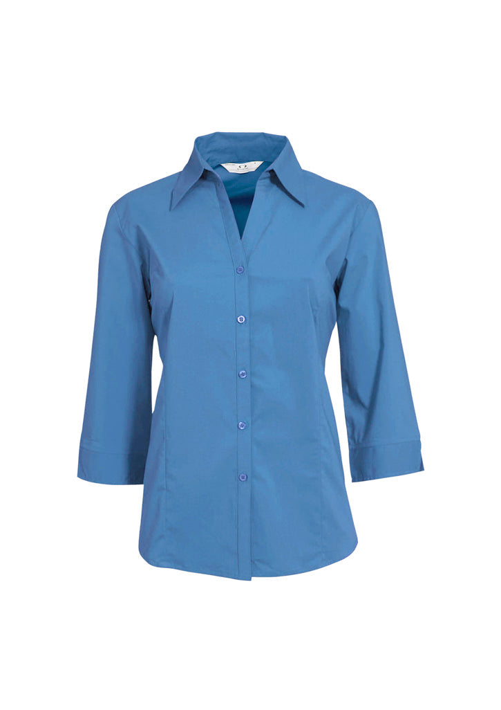 Biz Collection Womens Metro 3/4 Sleeve Shirt - Mid Blue