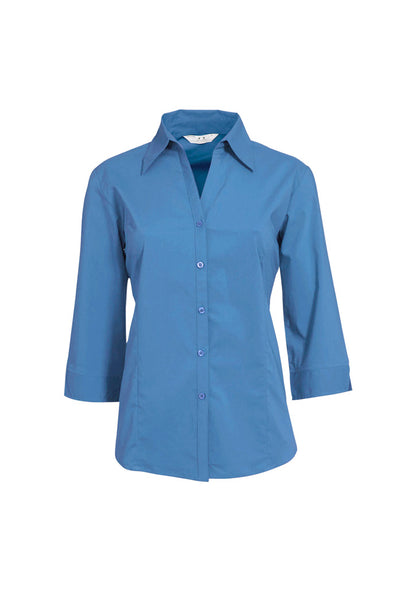 Biz Collection Womens Metro 3/4 Sleeve Shirt - Mid Blue