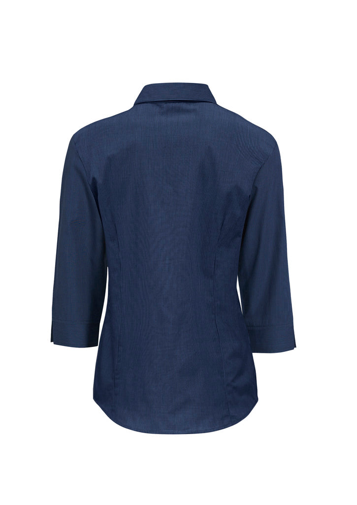Biz Collection Womens Micro Check 3/4 Sleeve Shirt - Navy